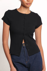 Tylarah Short Sleeve Cardigan Top Black