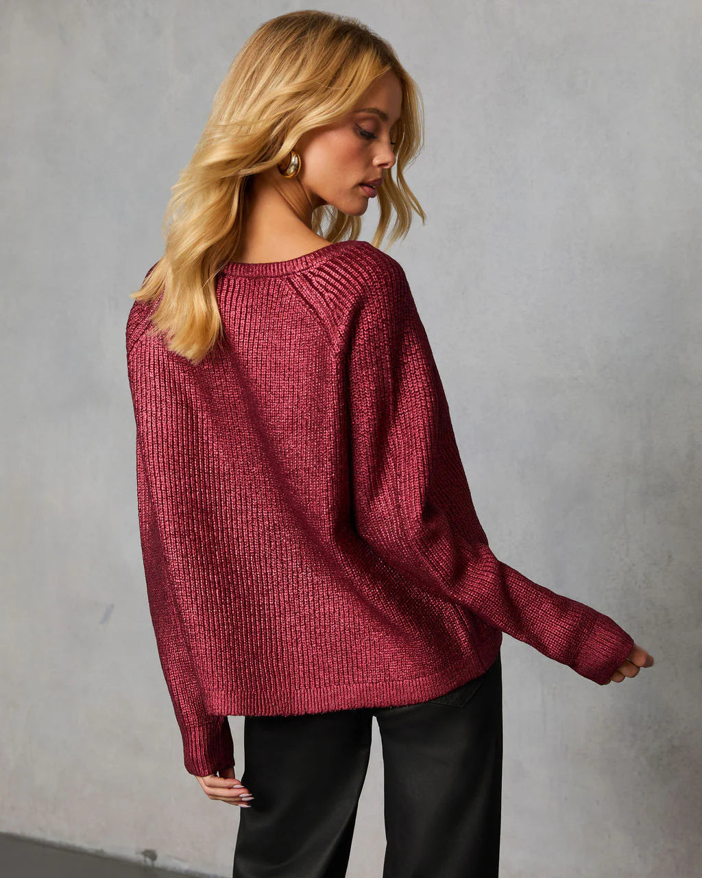 Elzah Ribbed Metallic Sweater