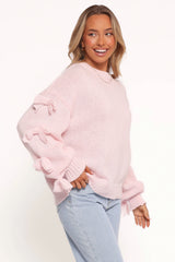 Lover Tie Sleeve Knit Sweater Pink