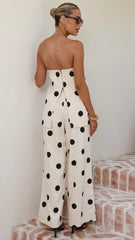 Hazelle Pants Beige Black Polka Dot