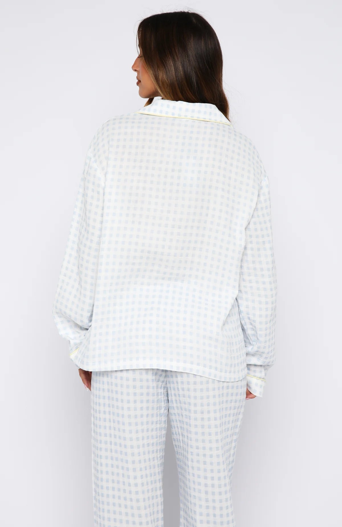 Shes Got This Long Sleeve Pyjama Top Sky Blue Gingham