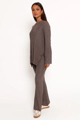 Silvie Long Sleeve Knitted Set Charcoal Grey