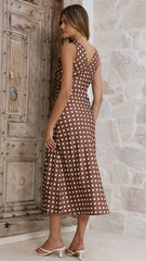 Daphne Maxi Dress Brown Polka
