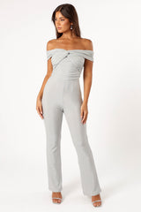 Sharnie Off Shoulder Jumpsuit Silver