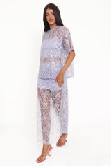 Yonder Sheer Panel Lace Maxi Skirt Purple