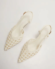 Mira Woven Pointed Toe Slingback Pumps