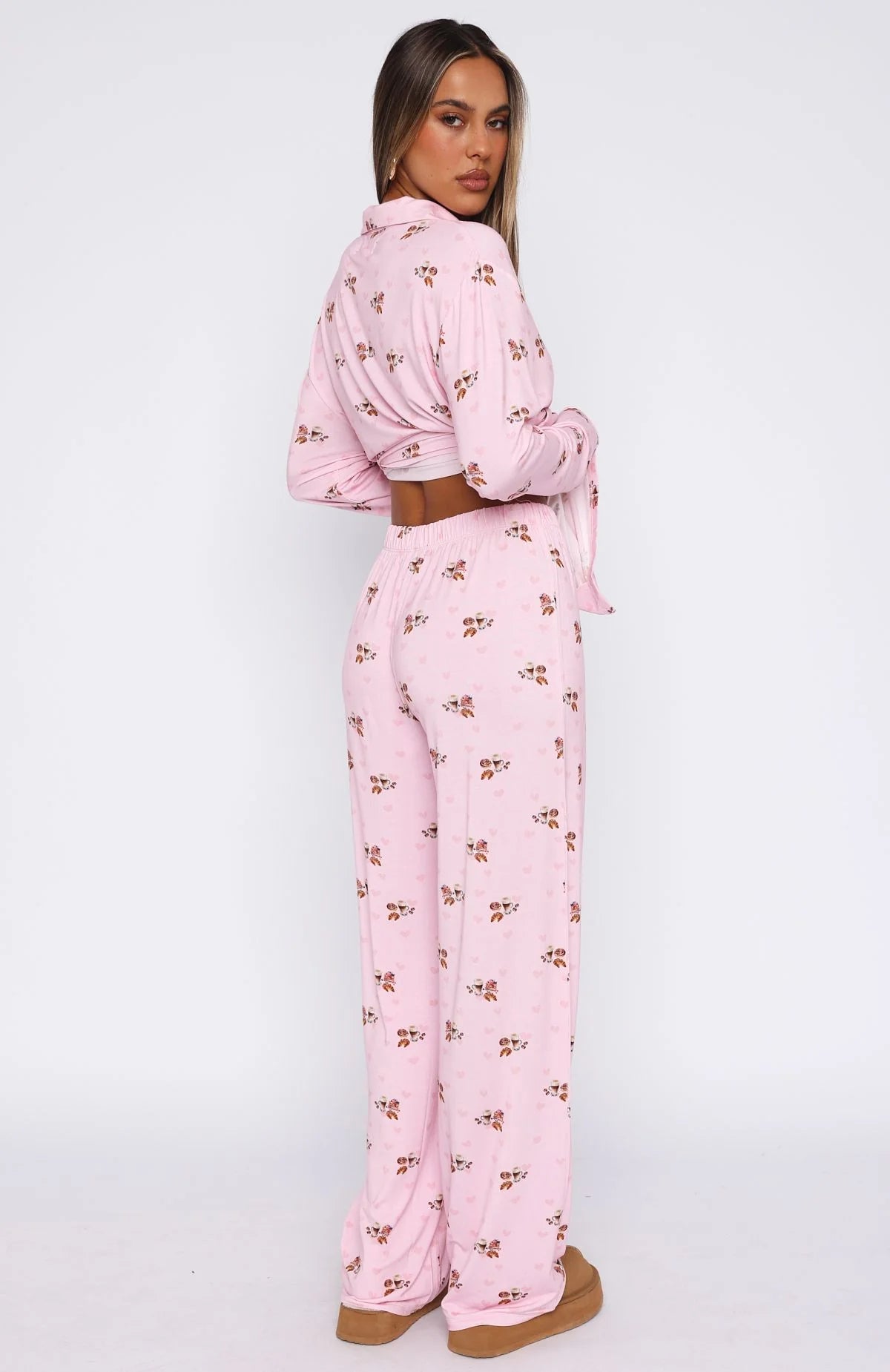 Pillow Talk Printed Long Sleeve Pyjama Set Candy Breakfast