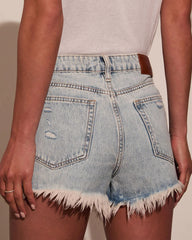 Heather High Rise Cut Off Denim Shorts
