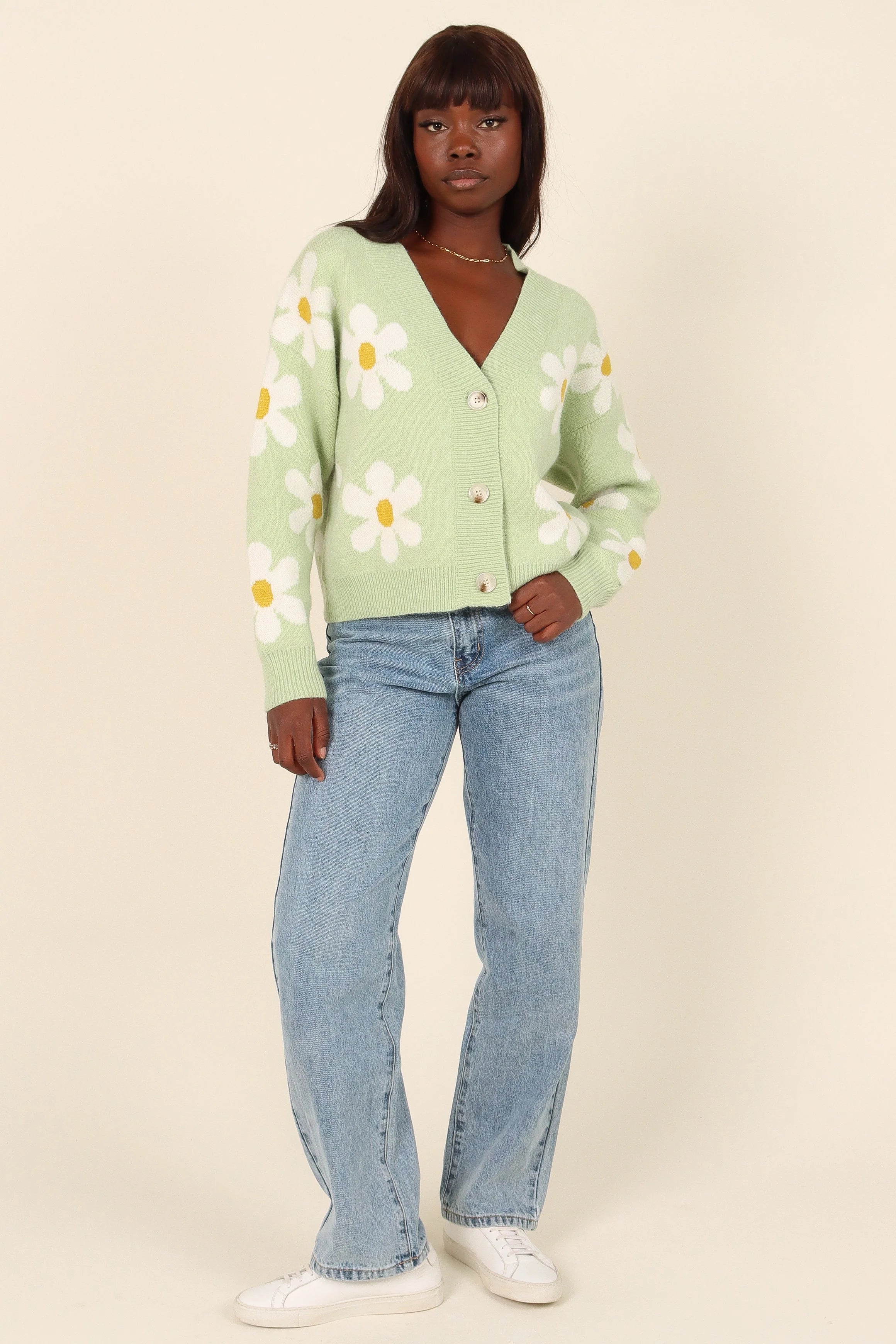Daisy Cardigan Green