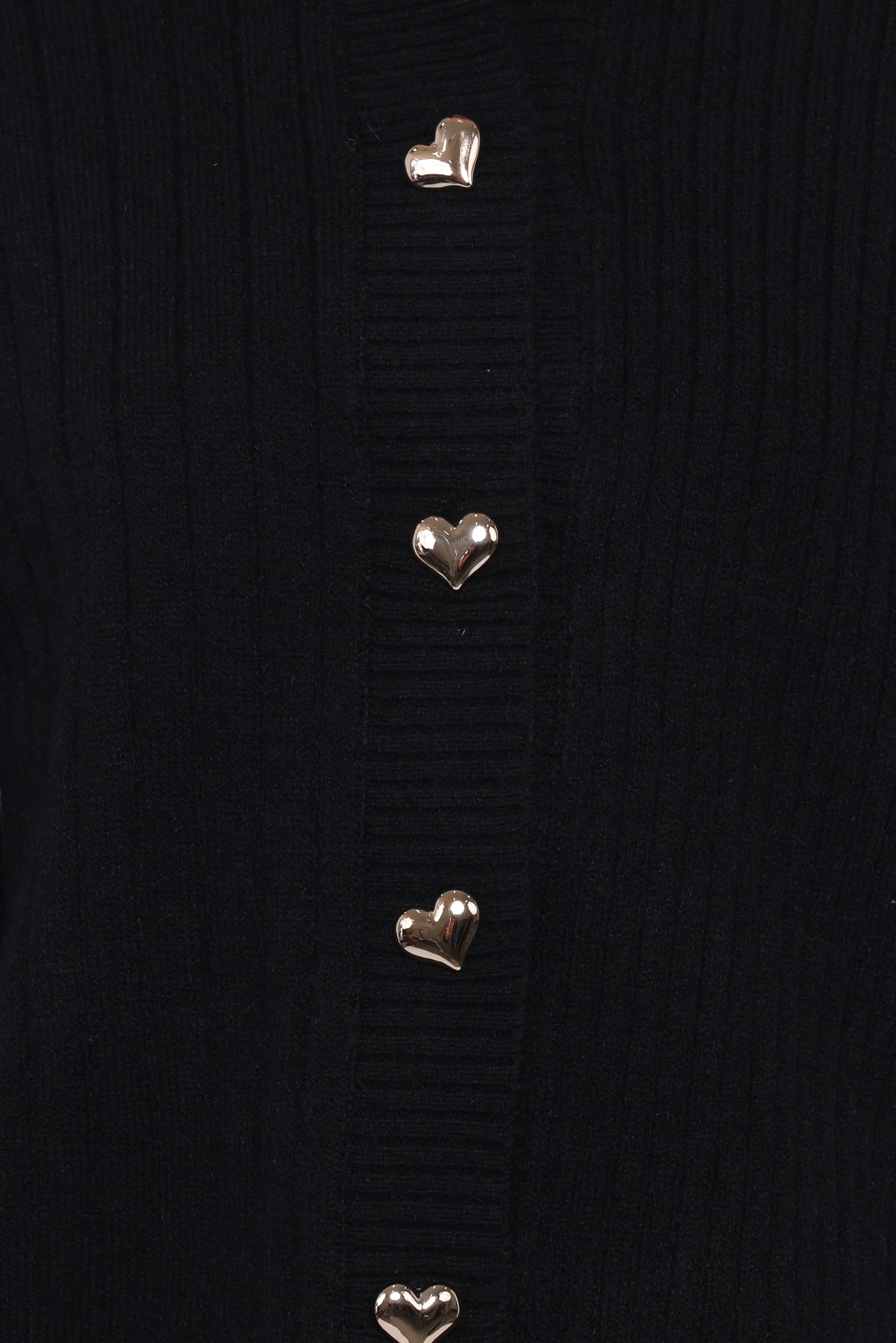 Loulani Heart Button Cardigan Black