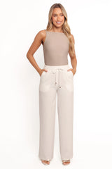 Cinch Wide Leg Crepe Pant White
