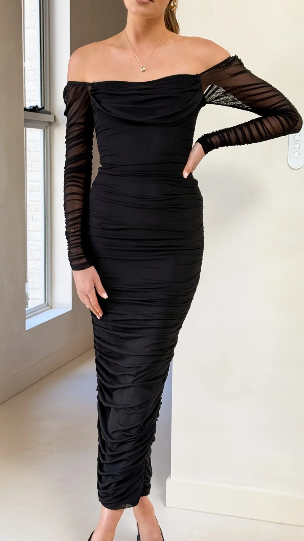 Kylie Maxi Dress Long Sleeve Black