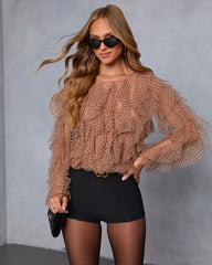 Memorable Night Ruffle Mesh Top