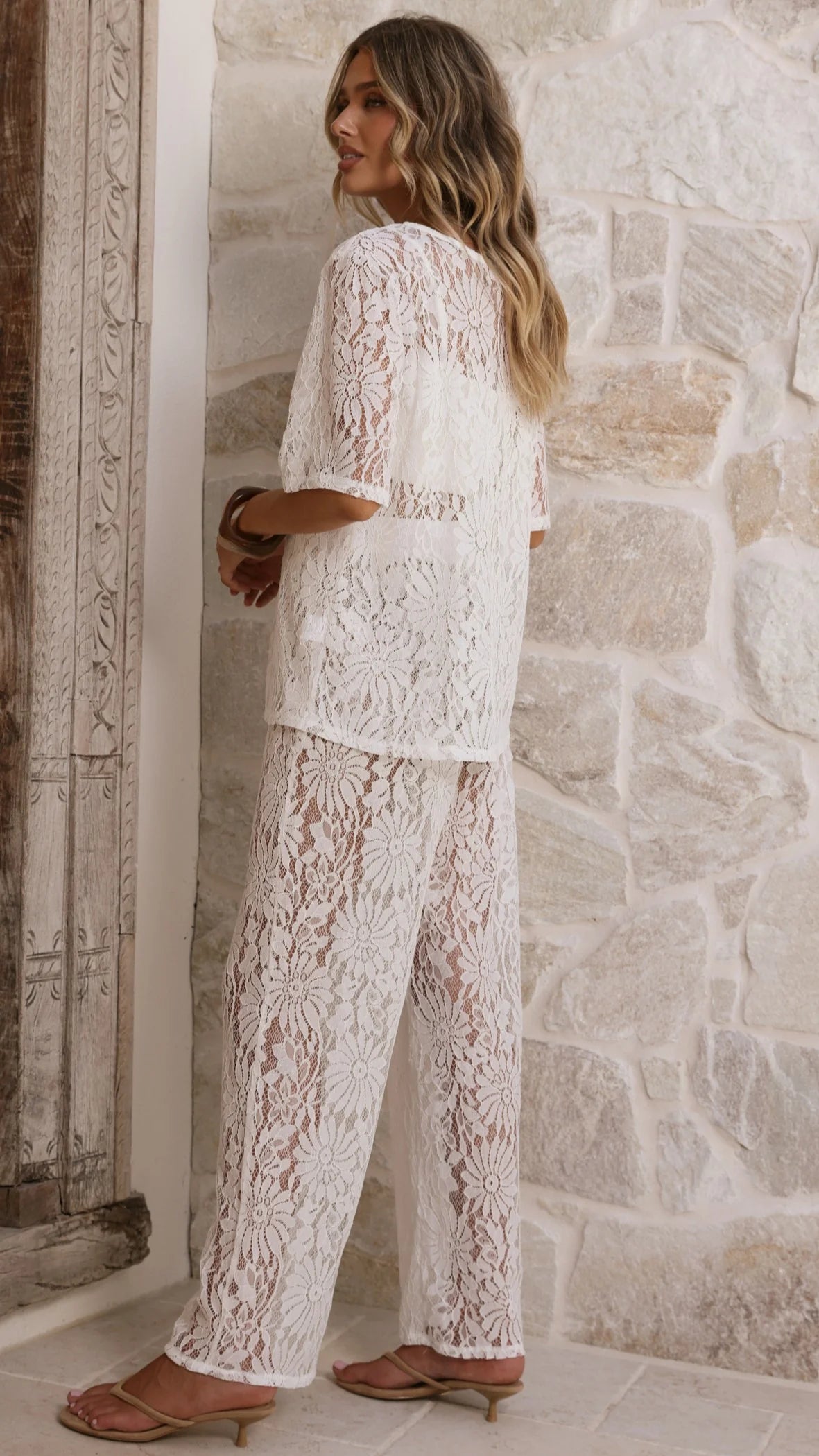 Santana Lace Pants White
