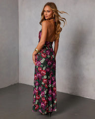Quiet Temptation Floral Halter Maxi Dress