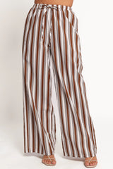 Thalia Wide Leg Pant Chocolate Stripe