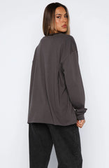 Feel The Vibe Long Sleeve Tee Charcoal