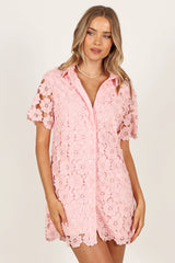 Tallie Button Up Mini Dress Pink