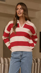 Kodi Sweater Red Beige Stripe