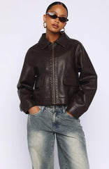 I Know Love PU Jacket Chocolate