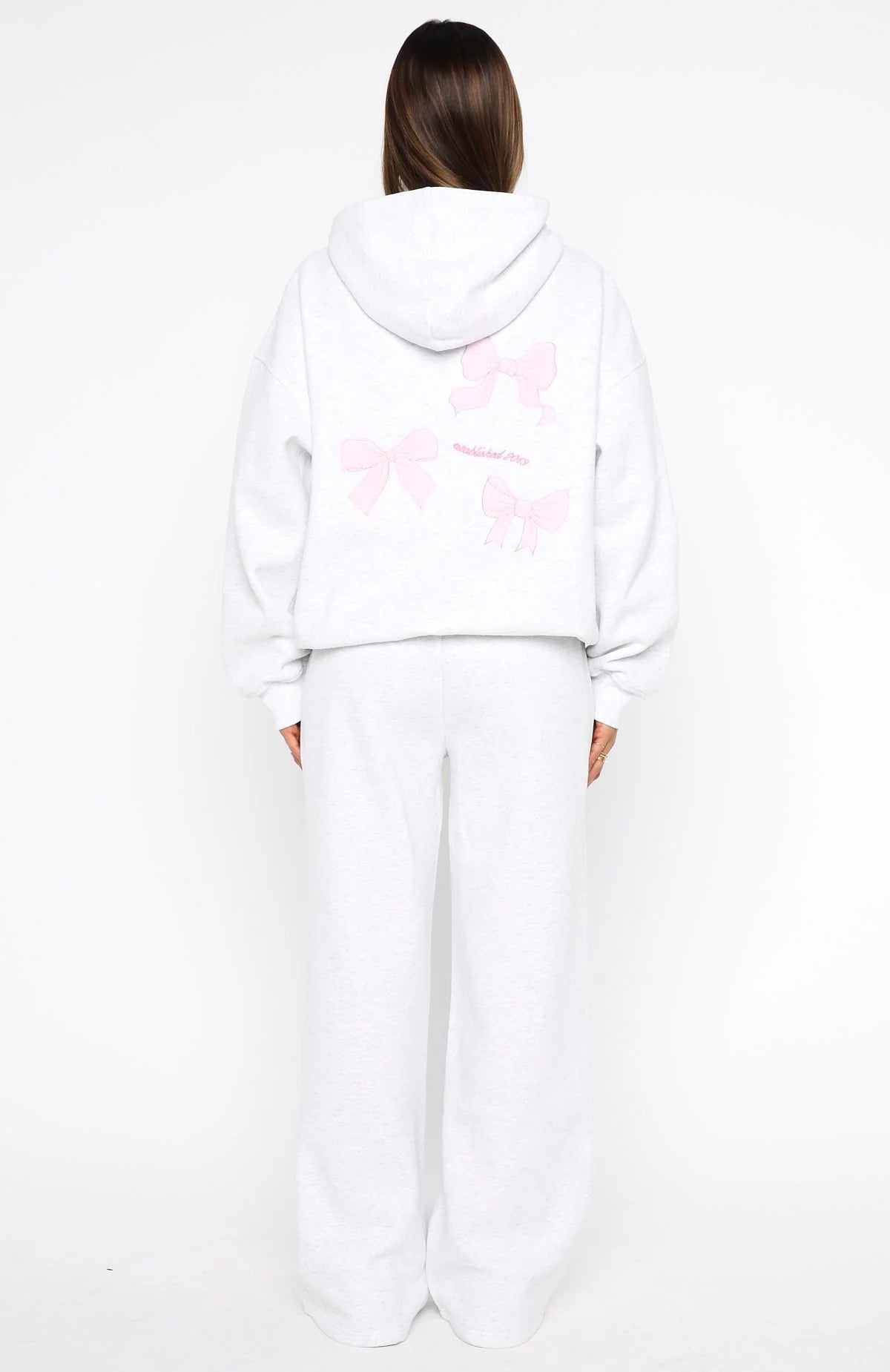 Daydreamers Madeline Wide Leg Sweatpants Grey Marle