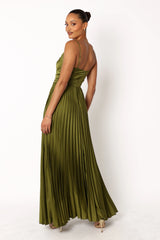 Naira Pleated Maxi Dress Palm Green