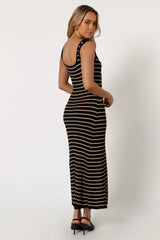 Henry Striped Midi Dress Black Beige