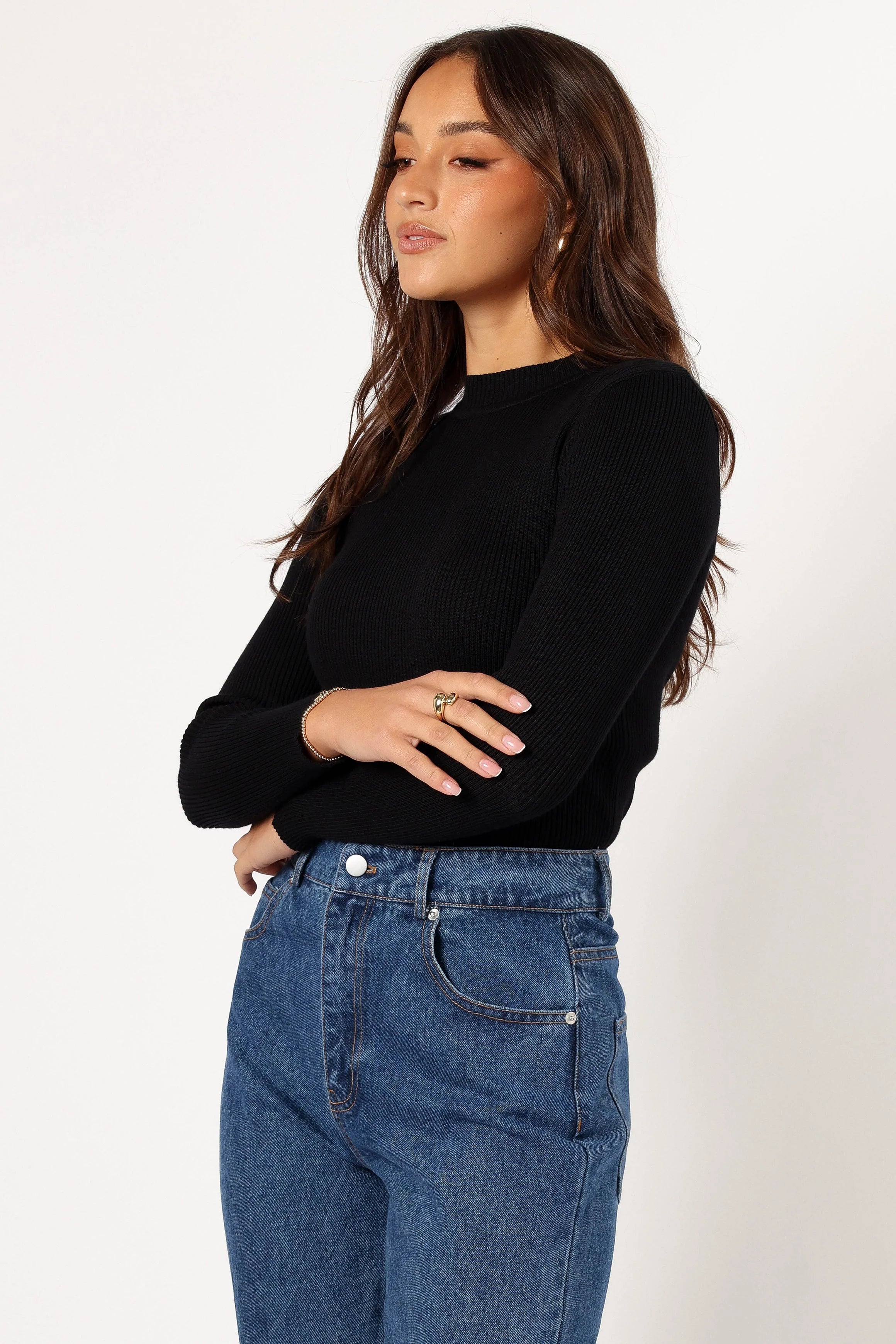 Tammy Ribbed Knit Top Black