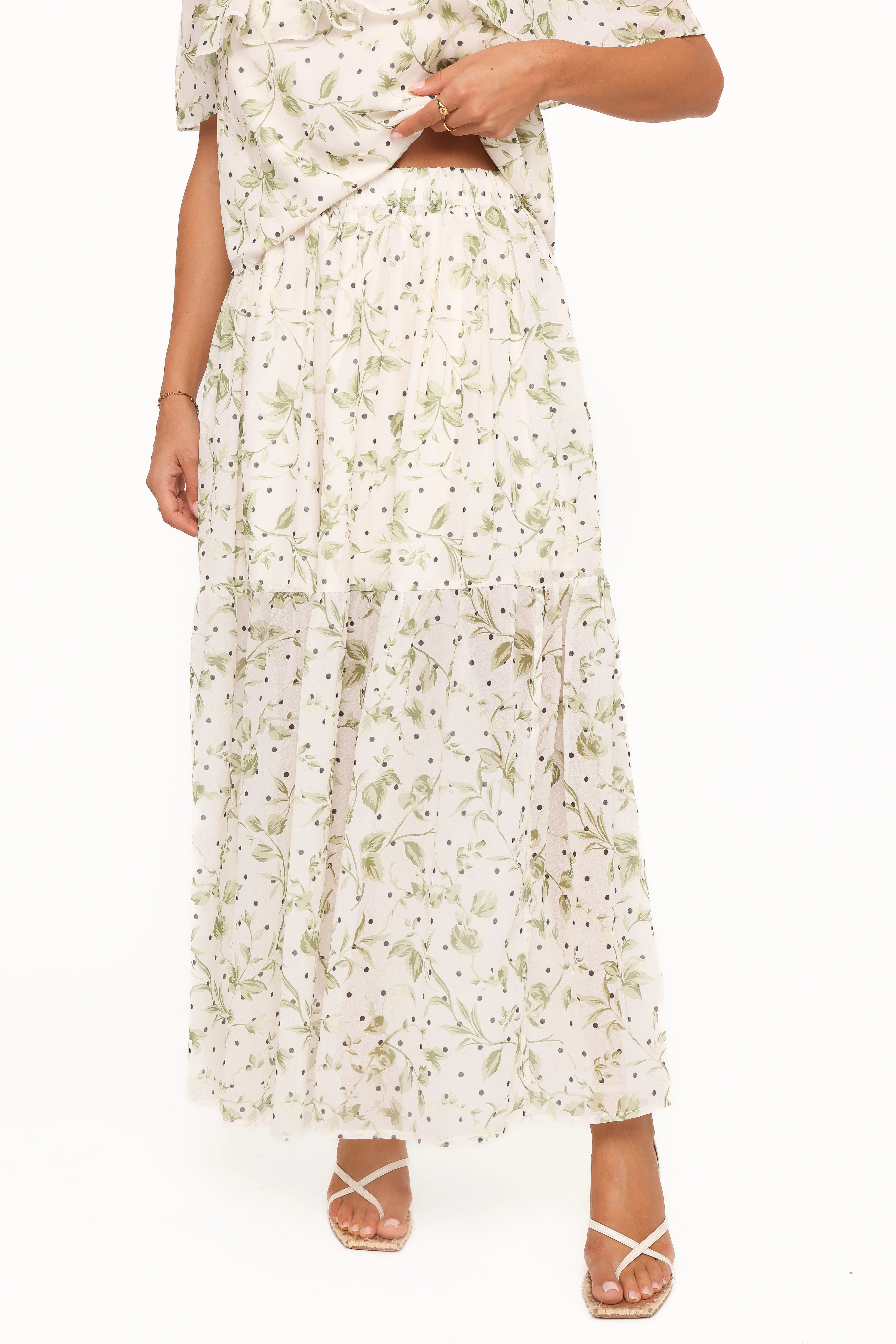 Vanessa Maxi Skirt Set Green Leaf