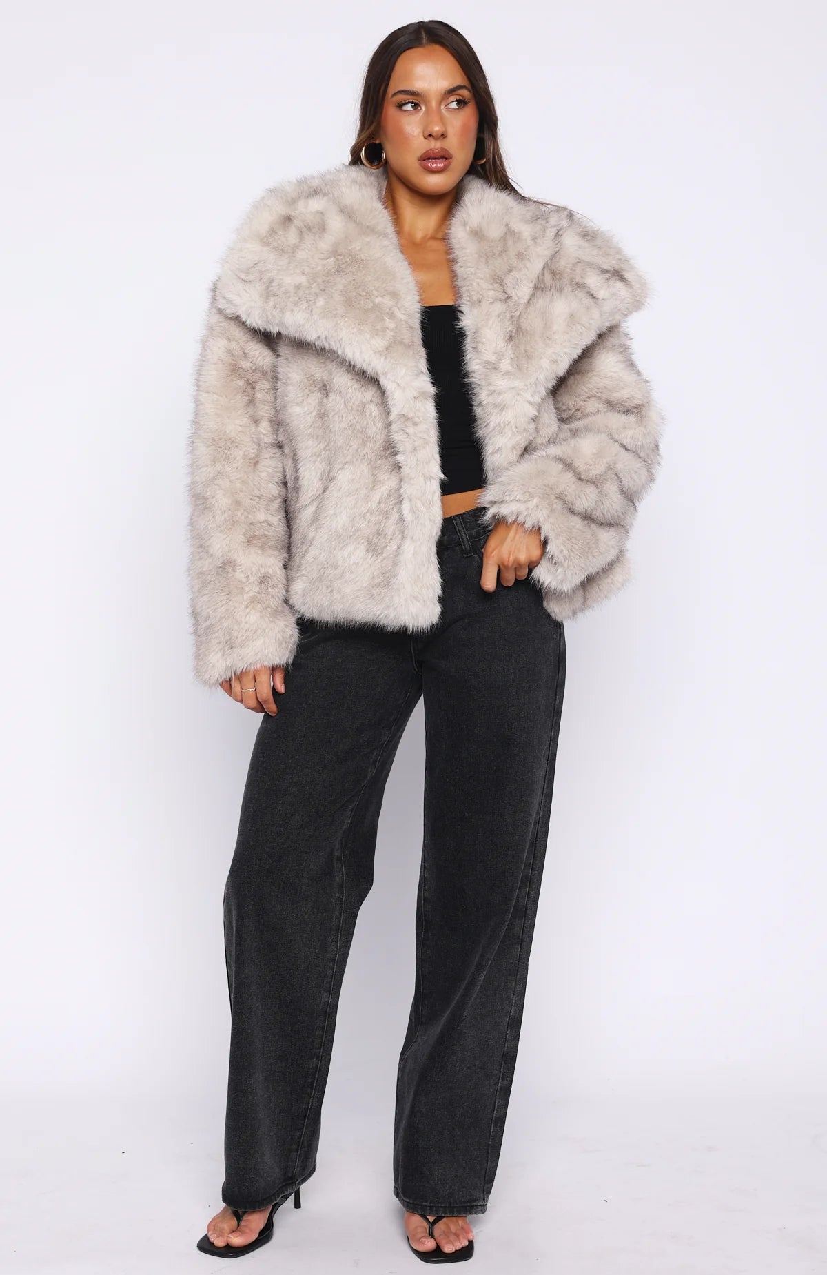 Dirty Martini Faux Fur Jacket Smokey Taupe
