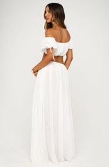 Flounce Flirt Maxi Skirt White