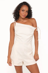 Tatum Off Shoulder Romper Bone