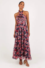 Lennon Halterneck Maxi Dress Navy Floral