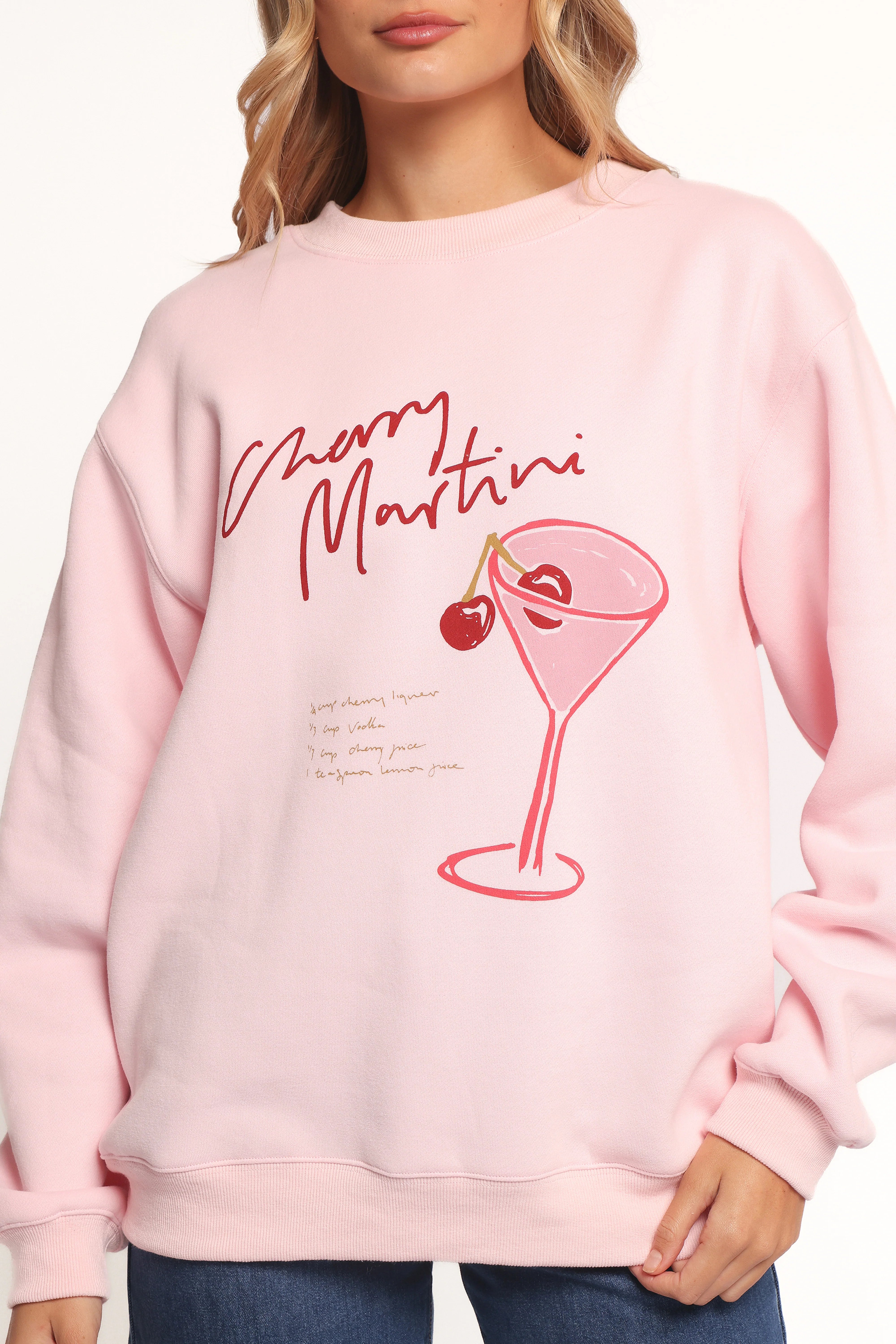 Cherry Martini Graphic Sweatshirt Pink