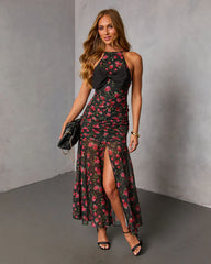Edeita Bow Halter Maxi Dress