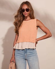 Natural Charm Knit Twofer Peplum Top