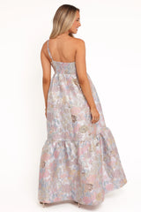 Betina Bow Front Maxi Dress Pale Blue Floral