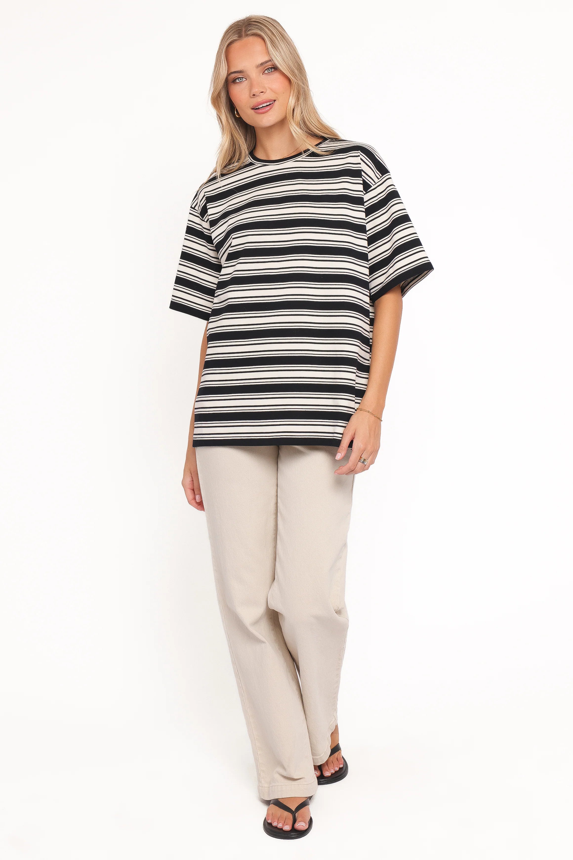Zestora Tee Black Ivory Stripe