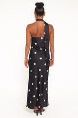 Jutta Strapless Maxi Dress Black Polka Dot