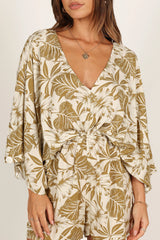 Willa Kimono Sleeve Romper Olive