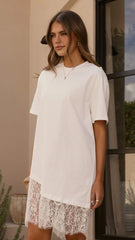 Avei Lace T Shirt Mini Dress White