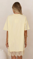 Saya T Shirt Lace Mini Dress Yellow