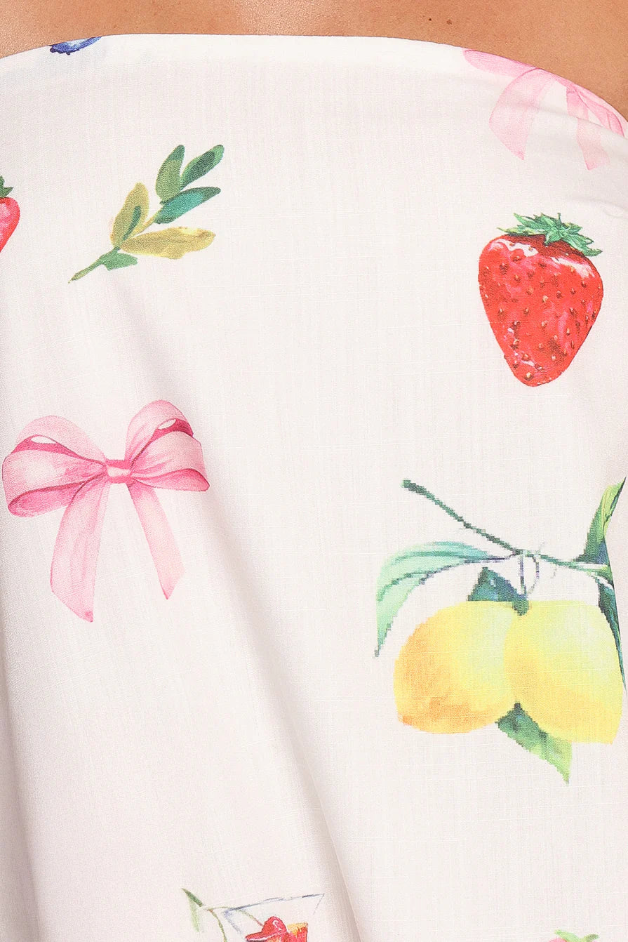 Soph Strapless Maxi Dress Ciao Bow Print