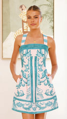 Maegan Mini Dress Aqua Pink Zayna