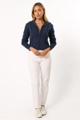 Viara Quarter Zip Knit Sweater Navy