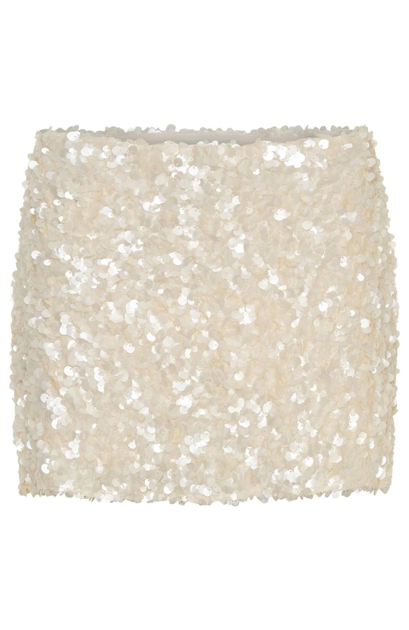 Soft Power Sequin Mini Skirt Cream