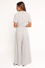 Daila Tie Waist Jumpsuit White Black