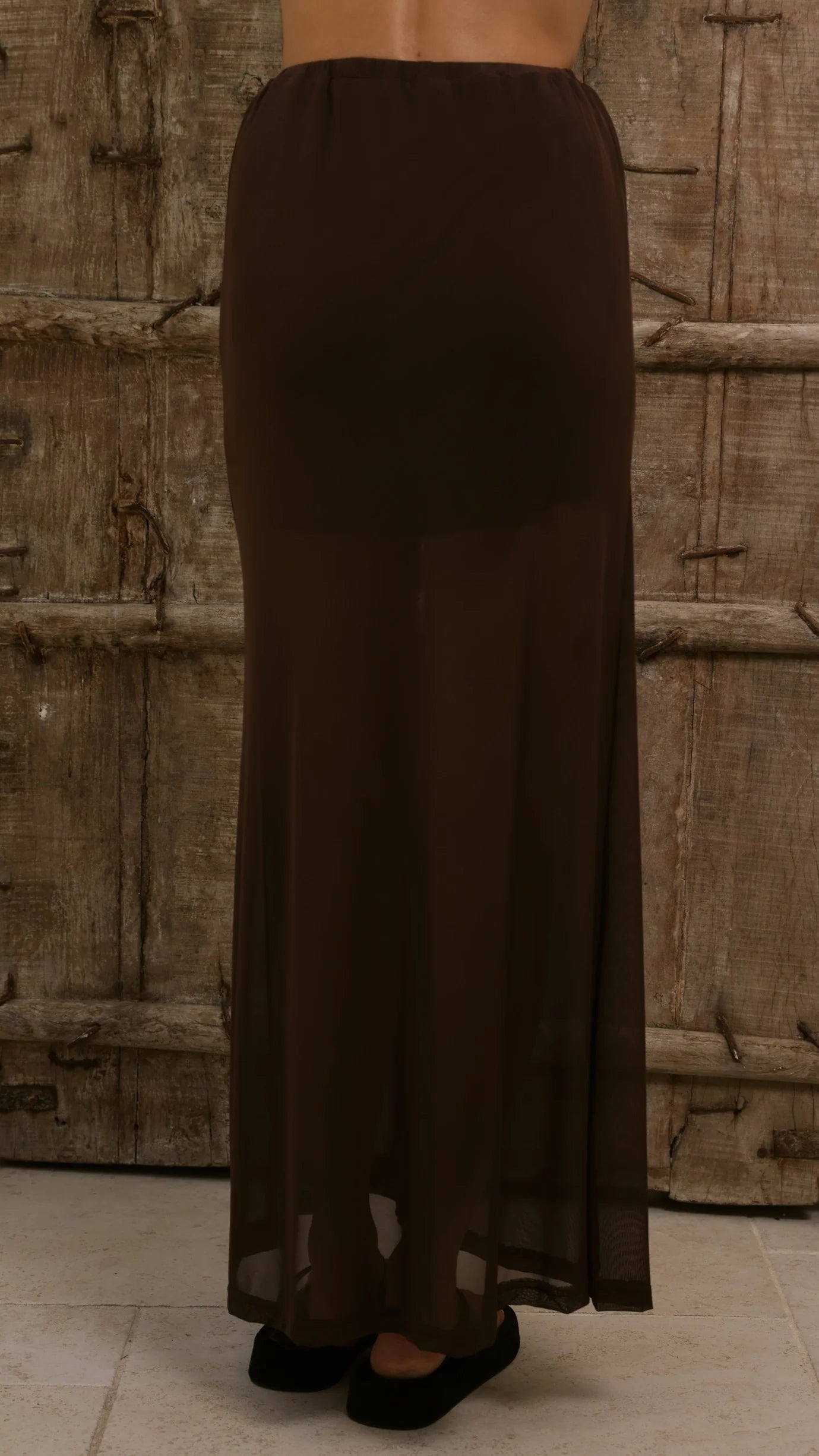 Onella Semi Sheer Maxi Skirt Chocolate