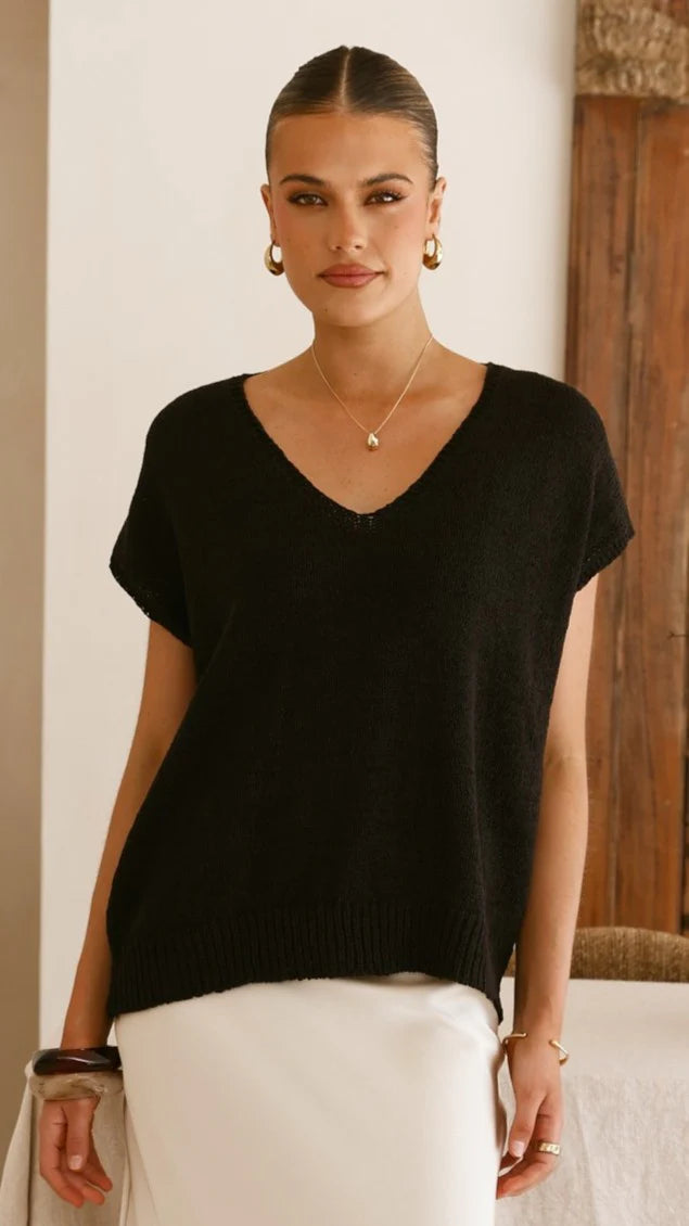 Stelaria Knit Top Black