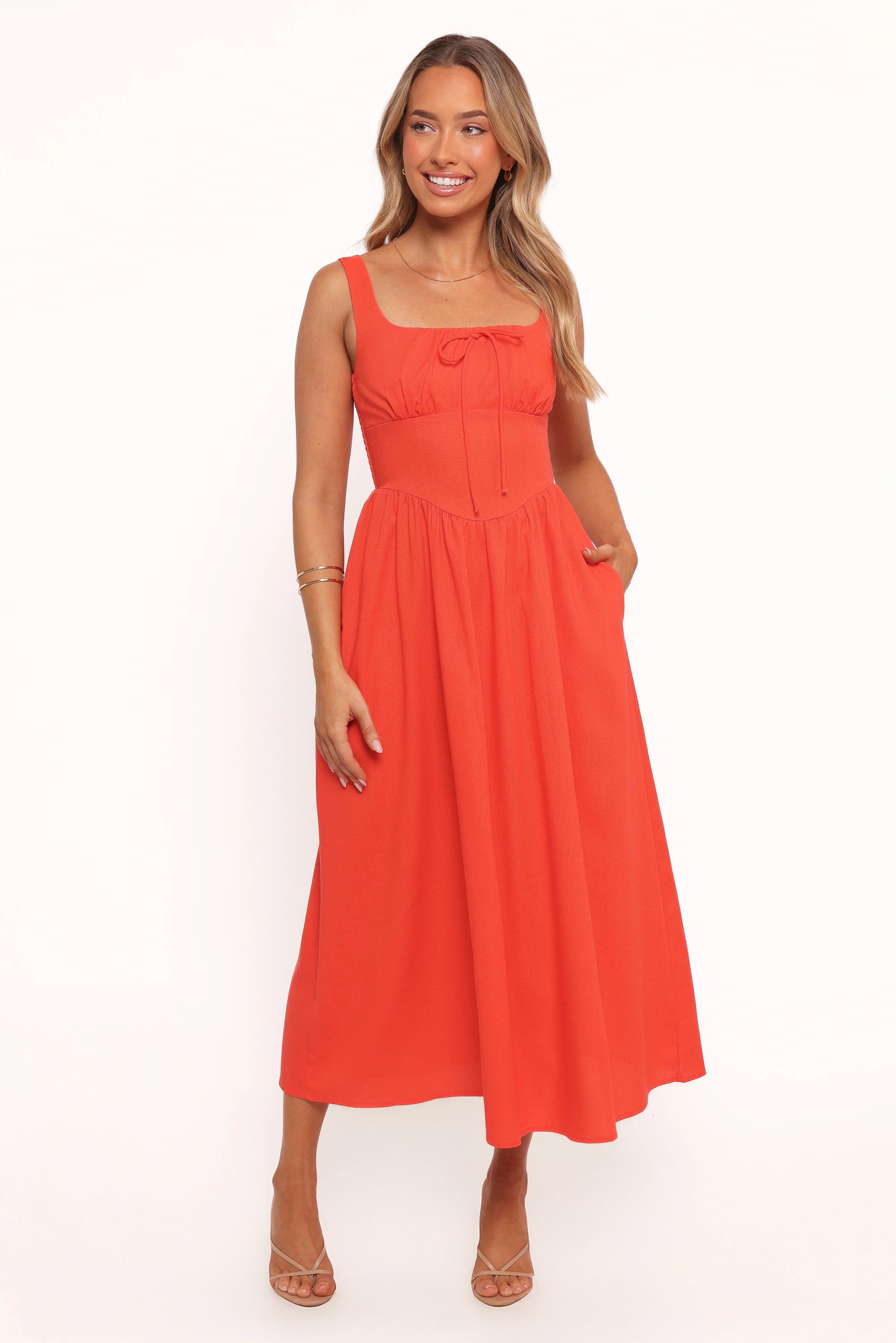 Kinslee Midi Dress Coral